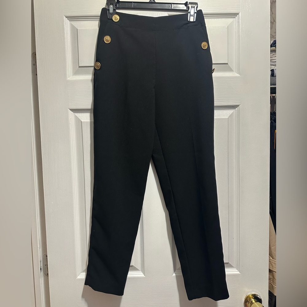 Zara Black Pants with Gold Buttons